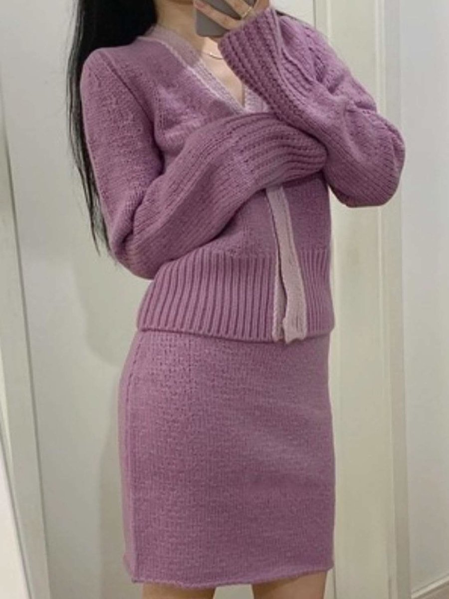 カーディガン&スカートパープルニットセットアップ - select store mirror meカーディガン&スカートパープルニットセットアップ159941762mirror meselect store mirror me159941762S