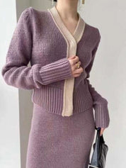 カーディガン&スカートパープルニットセットアップ - select store mirror meカーディガン&スカートパープルニットセットアップ159941762mirror meselect store mirror me159941762S