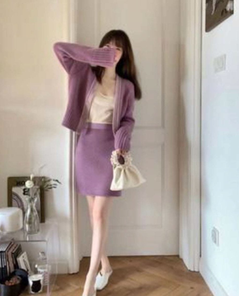 カーディガン&スカートパープルニットセットアップ - select store mirror meカーディガン&スカートパープルニットセットアップ159941762mirror meselect store mirror me159941762S