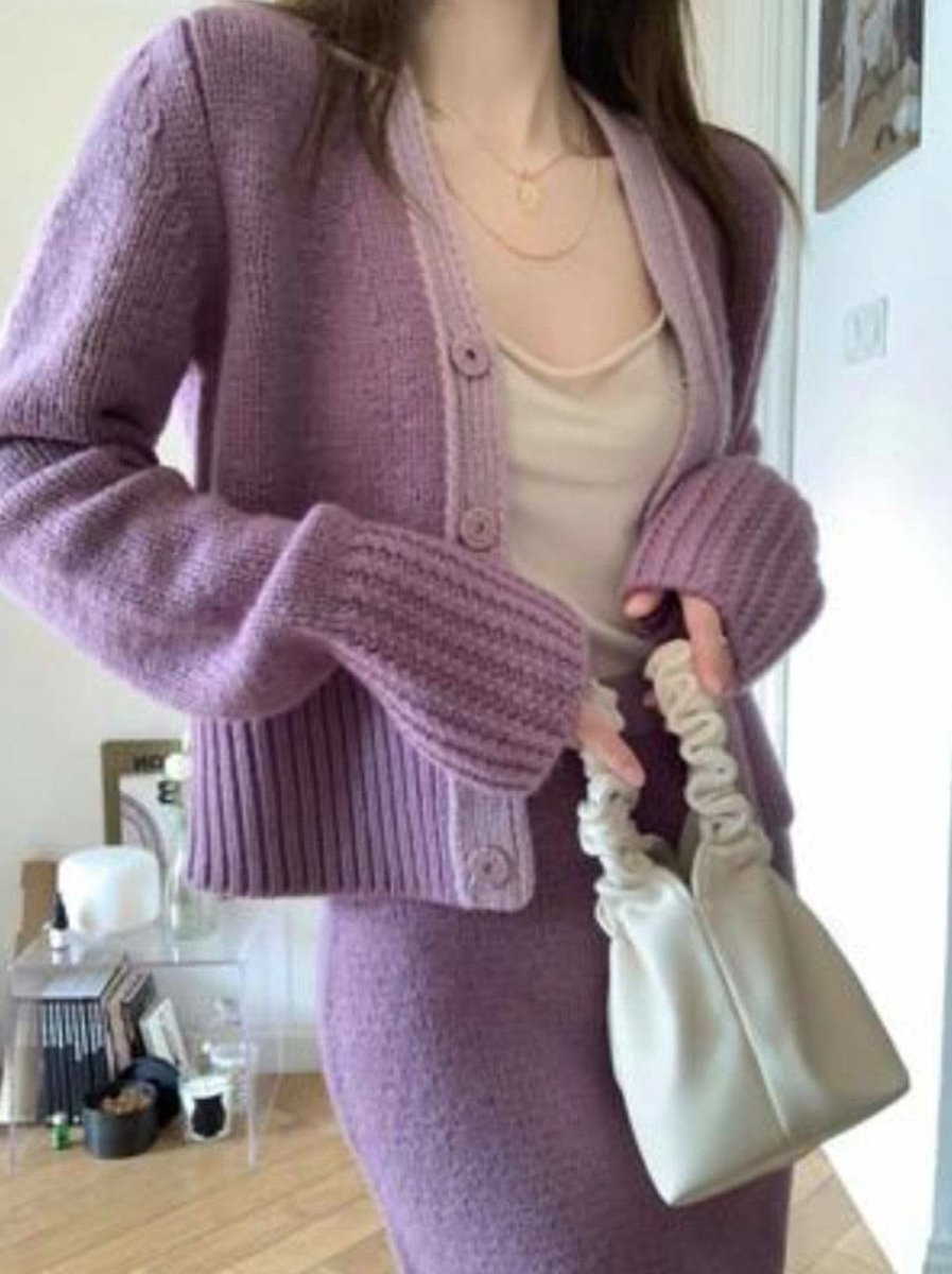 カーディガン&スカートパープルニットセットアップ - select store mirror meカーディガン&スカートパープルニットセットアップ159941762mirror meselect store mirror me159941762S