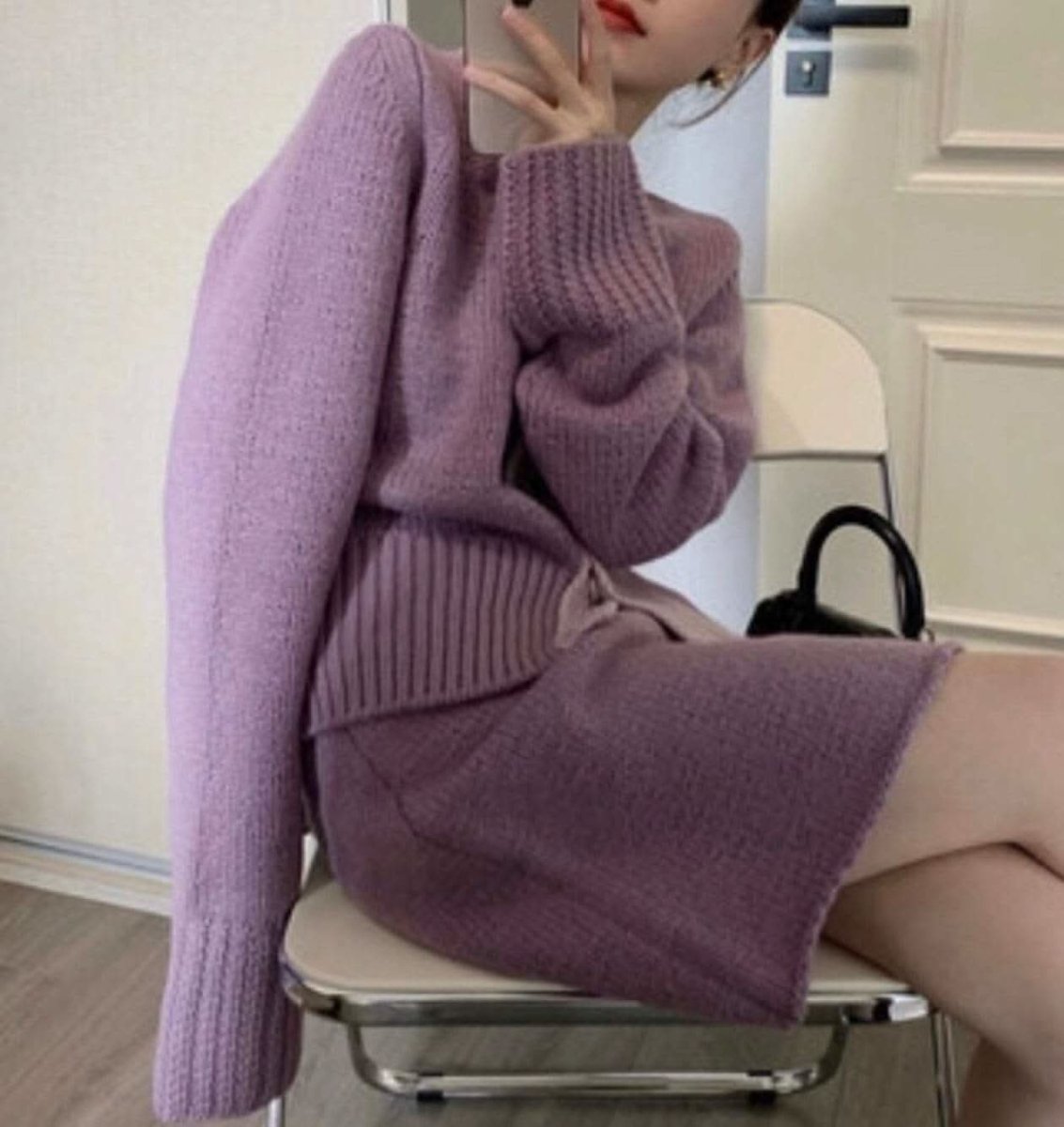 カーディガン&スカートパープルニットセットアップ - select store mirror meカーディガン&スカートパープルニットセットアップ159941762mirror meselect store mirror me159941762S