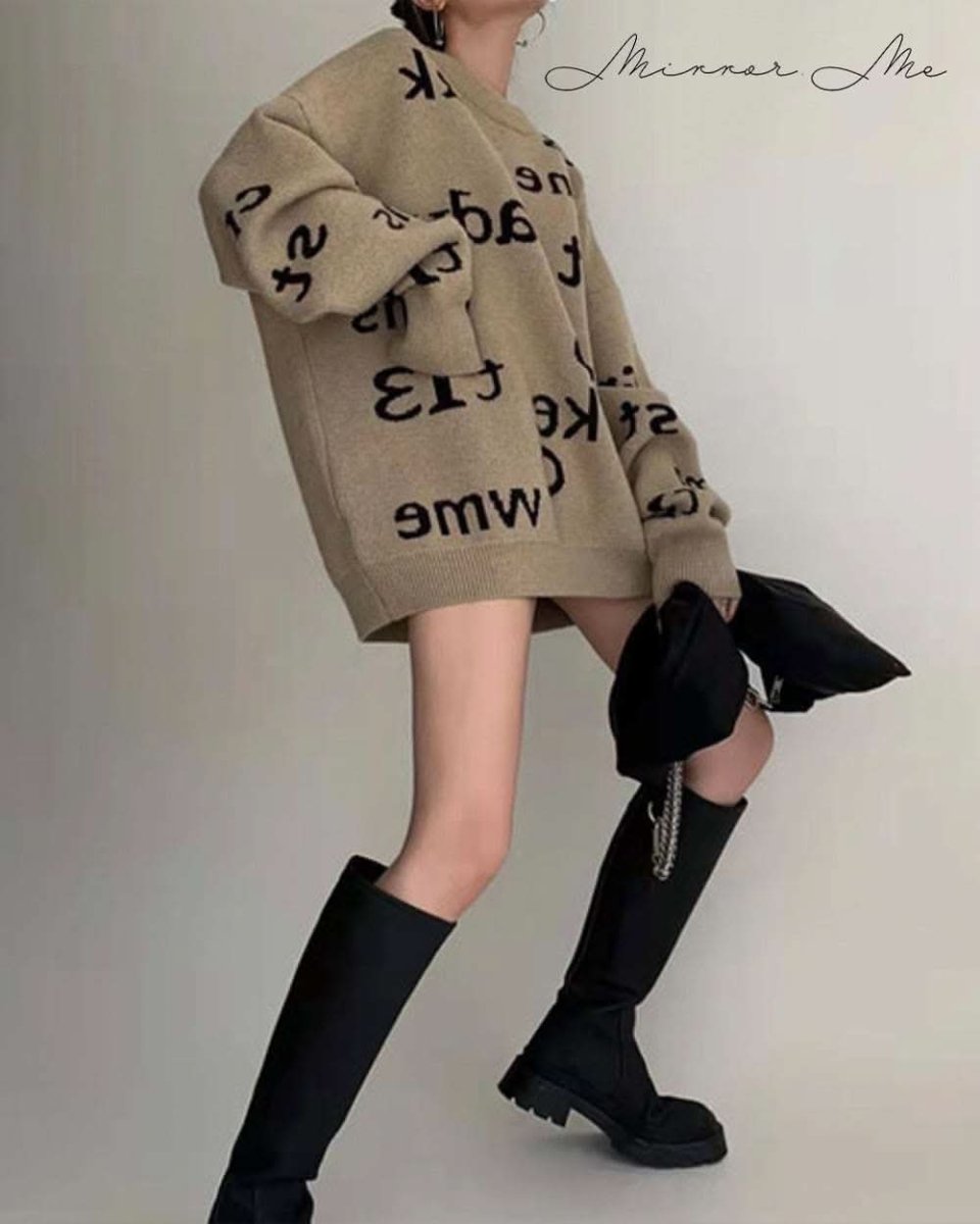 ブラックロゴニュアンスベージュオーバーニット - select store mirror meブラックロゴニュアンスベージュオーバーニット161117320mirror meselect store mirror me161117320S