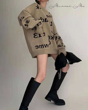 ブラックロゴニュアンスベージュオーバーニット - select store mirror meブラックロゴニュアンスベージュオーバーニット161117320mirror meselect store mirror me161117320S