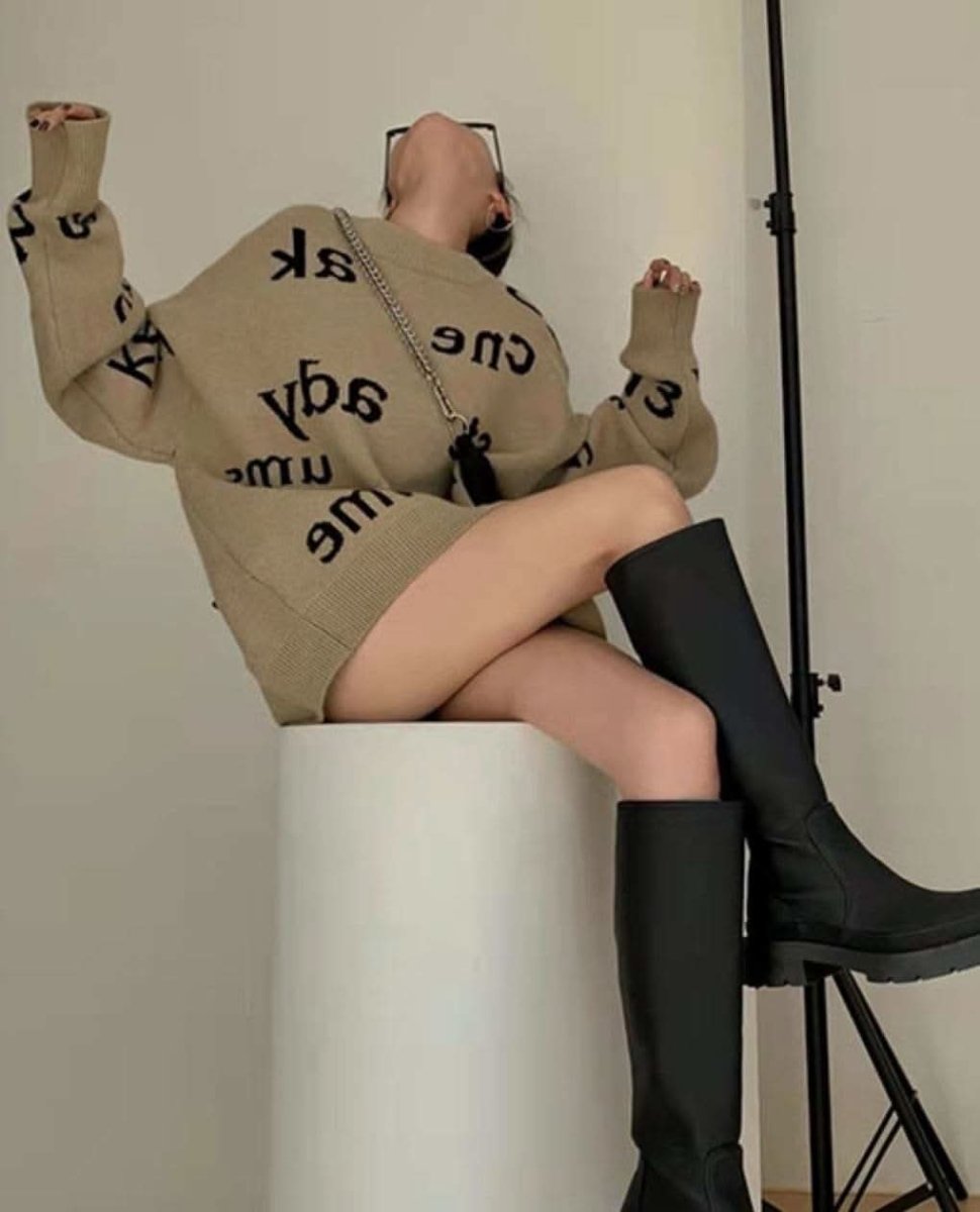 ブラックロゴニュアンスベージュオーバーニット - select store mirror meブラックロゴニュアンスベージュオーバーニット161117320mirror meselect store mirror me161117320S