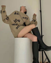 ブラックロゴニュアンスベージュオーバーニット - select store mirror meブラックロゴニュアンスベージュオーバーニット161117320mirror meselect store mirror me161117320S