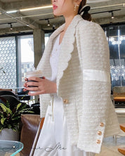 スリーブラインホワイトツイードジャケット - select store mirror meスリーブラインホワイトツイードジャケット163471131mirror meselect store mirror me163471131S