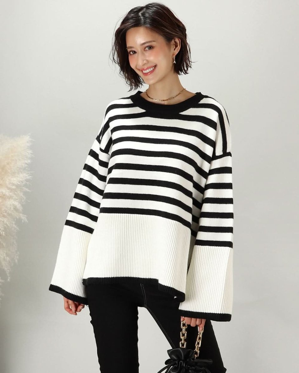 上質ウールフレア袖ボーダースリットニット - select store mirror me上質ウールフレア袖ボーダースリットニット163598478mirror meselect store mirror me163598478S