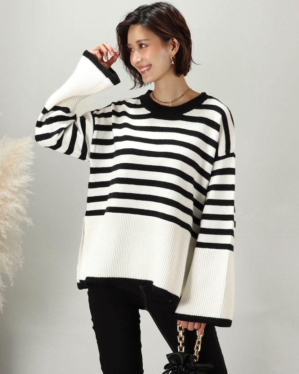 上質ウールフレア袖ボーダースリットニット - select store mirror me上質ウールフレア袖ボーダースリットニット163598478mirror meselect store mirror me163598478S