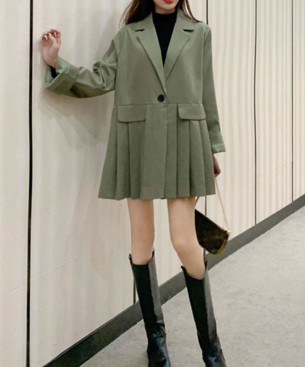 【動画あり】くすみグリーンフロントプリーツデザインジャケット - select store mirror me【動画あり】くすみグリーンフロントプリーツデザインジャケット163599564mirror meselect store mirror me163599564S