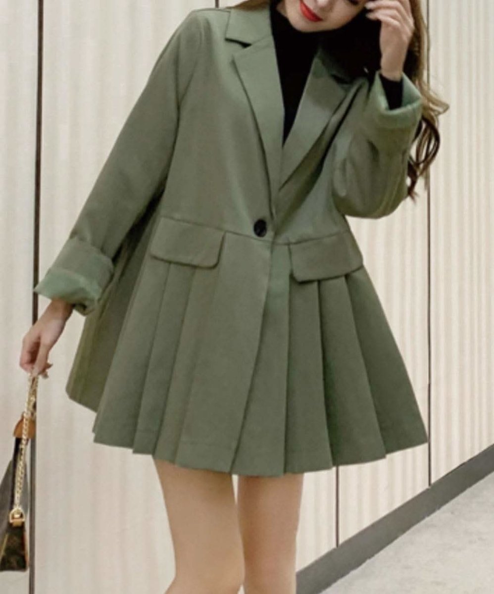 【動画あり】くすみグリーンフロントプリーツデザインジャケット - select store mirror me【動画あり】くすみグリーンフロントプリーツデザインジャケット163599564mirror meselect store mirror me163599564S