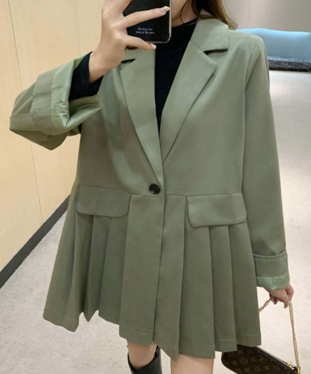 【動画あり】くすみグリーンフロントプリーツデザインジャケット - select store mirror me【動画あり】くすみグリーンフロントプリーツデザインジャケット163599564mirror meselect store mirror me163599564S