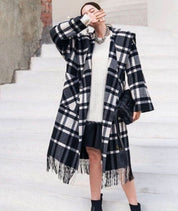 フード付きフリンジチェック柄アウター - select store mirror meフード付きフリンジチェック柄アウター164013818mirror meselect store mirror me164013818S