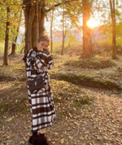 フード付きフリンジチェック柄アウター - select store mirror meフード付きフリンジチェック柄アウター164013818mirror meselect store mirror me164013818S