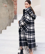 フード付きフリンジチェック柄アウター - select store mirror meフード付きフリンジチェック柄アウター164013818mirror meselect store mirror me164013818S