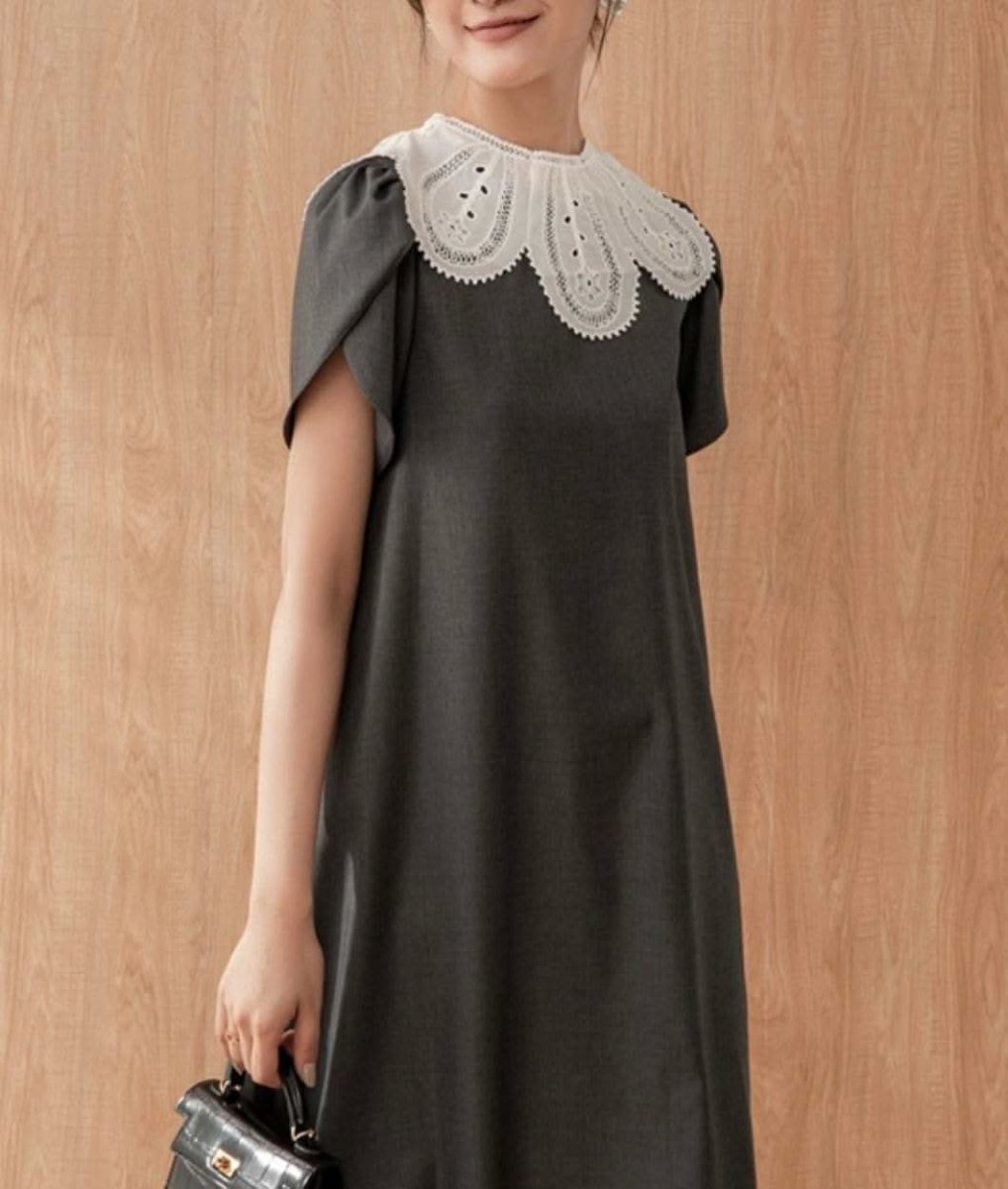 【動画あり】スカラップレース襟上質グレーワンピース - select store mirror me【動画あり】スカラップレース襟上質グレーワンピース164238952mirror meselect store mirror me164238952S