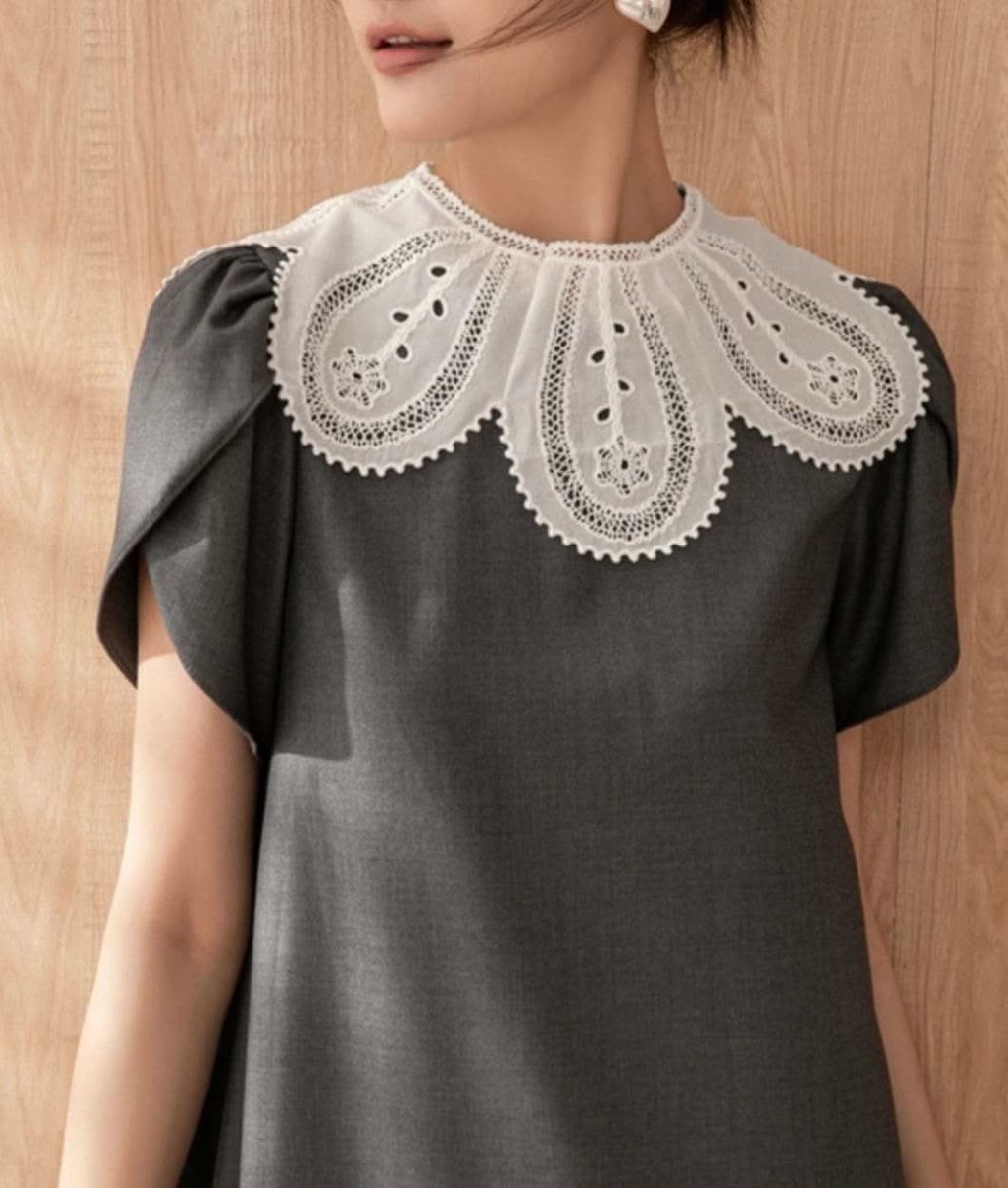 【動画あり】スカラップレース襟上質グレーワンピース - select store mirror me【動画あり】スカラップレース襟上質グレーワンピース164238952mirror meselect store mirror me164238952S