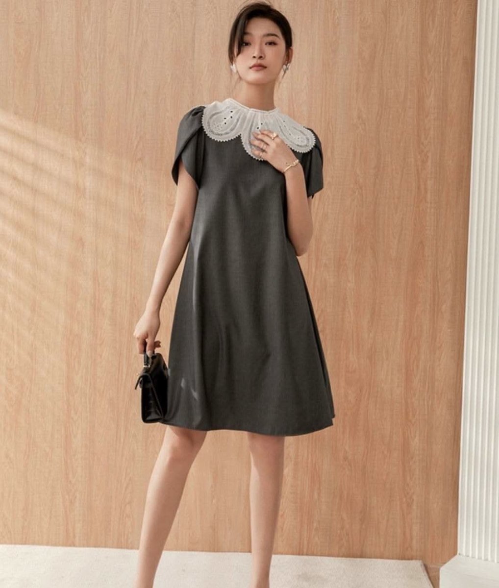 【動画あり】スカラップレース襟上質グレーワンピース - select store mirror me【動画あり】スカラップレース襟上質グレーワンピース164238952mirror meselect store mirror me164238952S