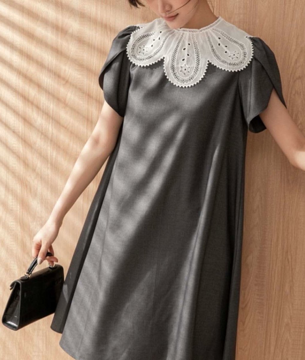 【動画あり】スカラップレース襟上質グレーワンピース - select store mirror me【動画あり】スカラップレース襟上質グレーワンピース164238952mirror meselect store mirror me164238952S