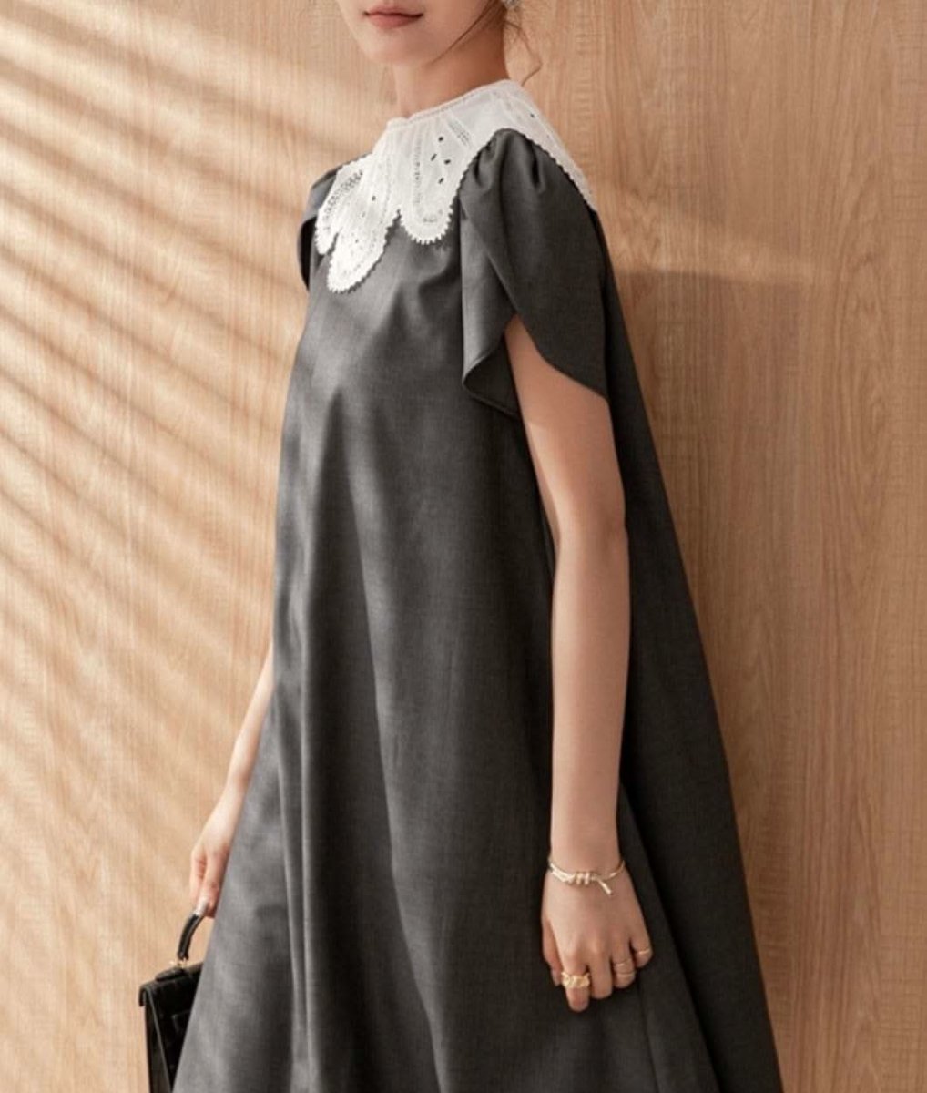 【動画あり】スカラップレース襟上質グレーワンピース - select store mirror me【動画あり】スカラップレース襟上質グレーワンピース164238952mirror meselect store mirror me164238952S