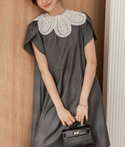 【動画あり】スカラップレース襟上質グレーワンピース - select store mirror me【動画あり】スカラップレース襟上質グレーワンピース164238952mirror meselect store mirror me164238952S