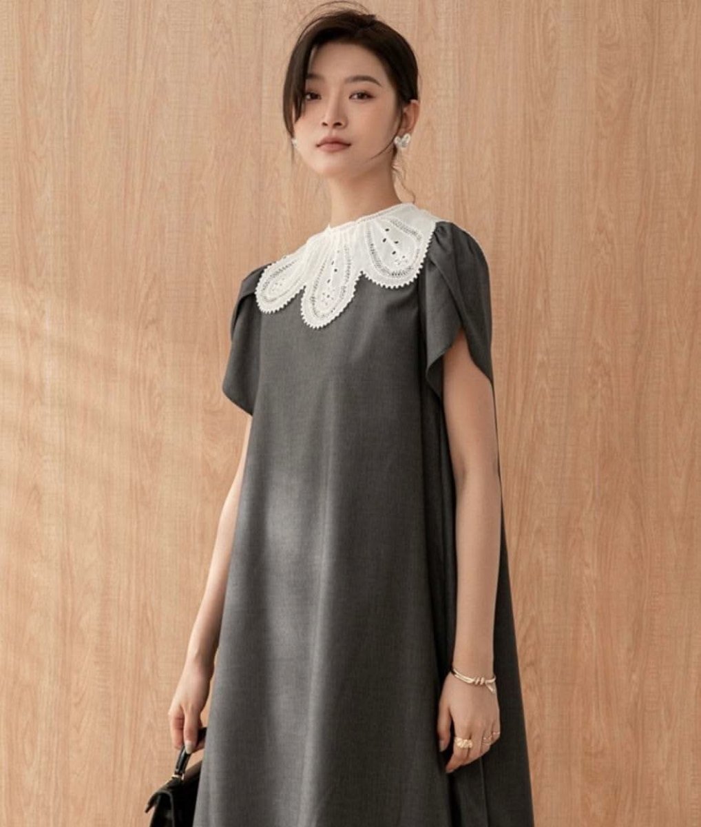 【動画あり】スカラップレース襟上質グレーワンピース - select store mirror me【動画あり】スカラップレース襟上質グレーワンピース164238952mirror meselect store mirror me164238952S