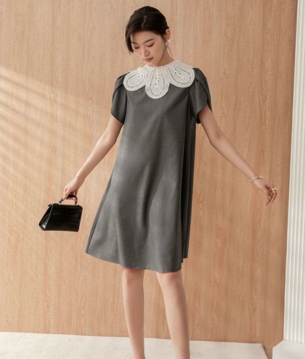 【動画あり】スカラップレース襟上質グレーワンピース - select store mirror me【動画あり】スカラップレース襟上質グレーワンピース164238952mirror meselect store mirror me164238952S