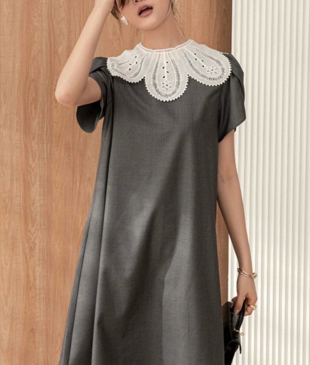 【動画あり】スカラップレース襟上質グレーワンピース - select store mirror me【動画あり】スカラップレース襟上質グレーワンピース164238952mirror meselect store mirror me164238952S