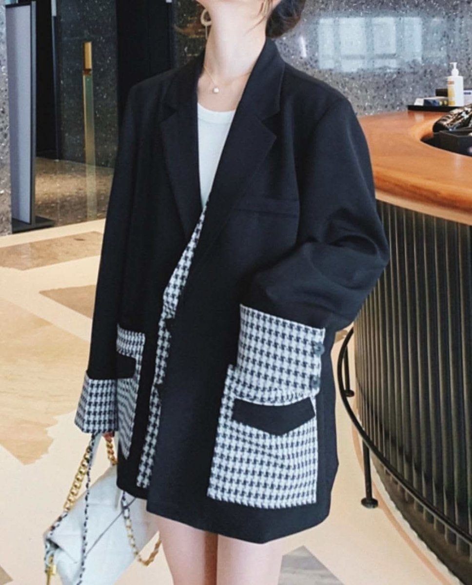 【動画あり】切り替え千鳥格子柄ルーズワイドジャケット - select store mirror me【動画あり】切り替え千鳥格子柄ルーズワイドジャケット164655618mirror meselect store mirror me164655618S