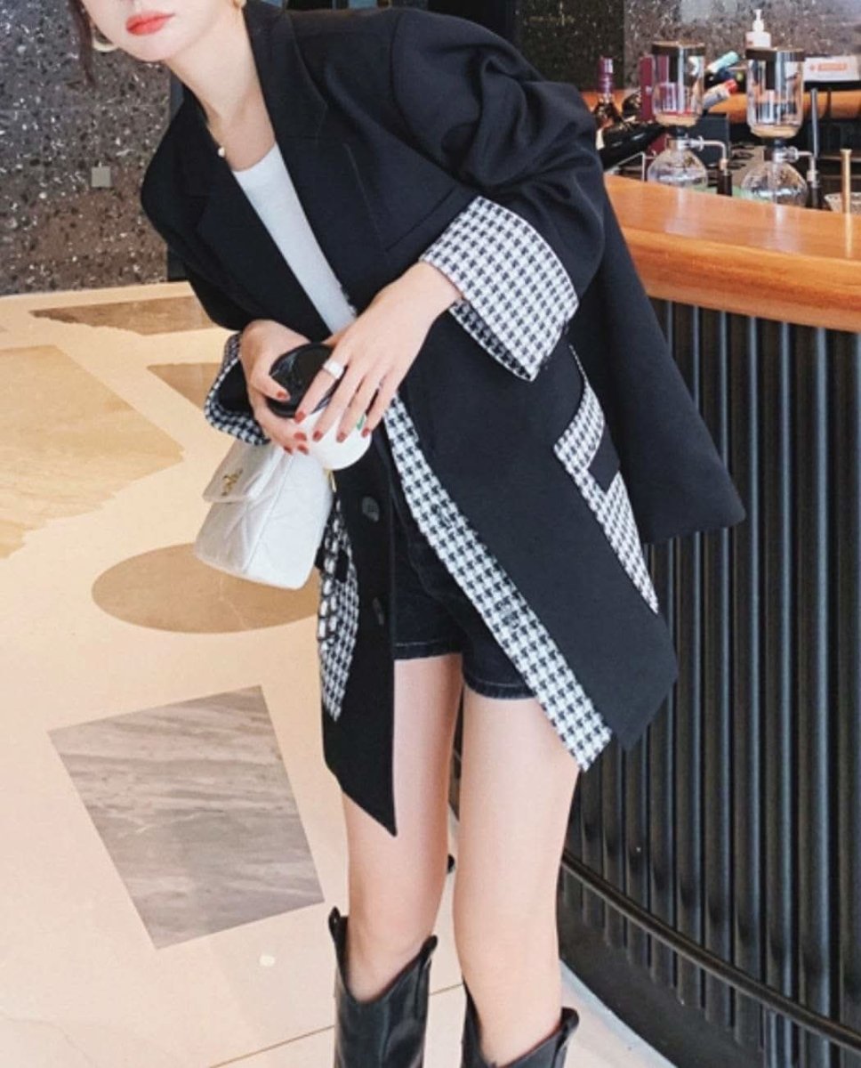 【動画あり】切り替え千鳥格子柄ルーズワイドジャケット - select store mirror me【動画あり】切り替え千鳥格子柄ルーズワイドジャケット164655618mirror meselect store mirror me164655618S