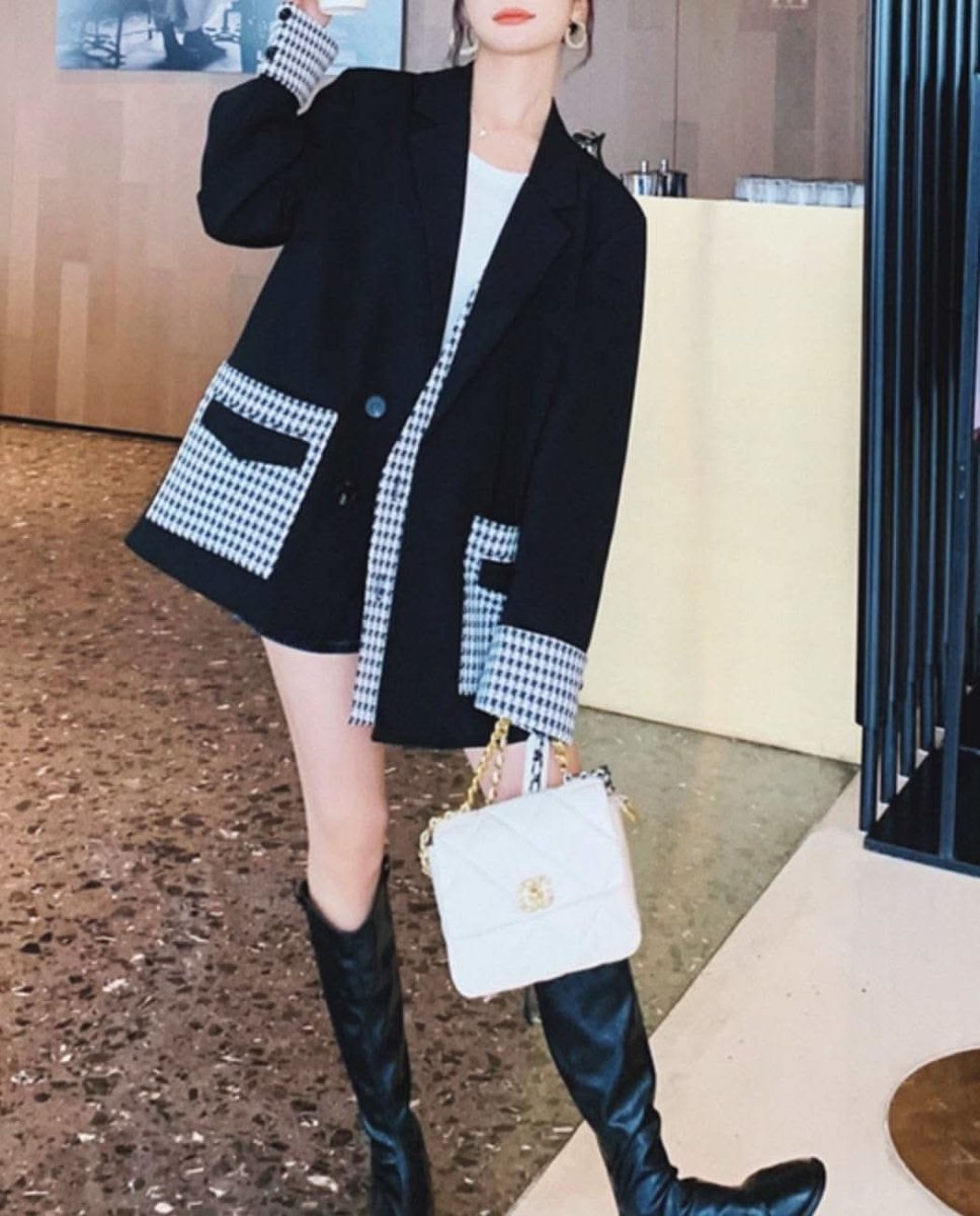 【動画あり】切り替え千鳥格子柄ルーズワイドジャケット - select store mirror me【動画あり】切り替え千鳥格子柄ルーズワイドジャケット164655618mirror meselect store mirror me164655618S