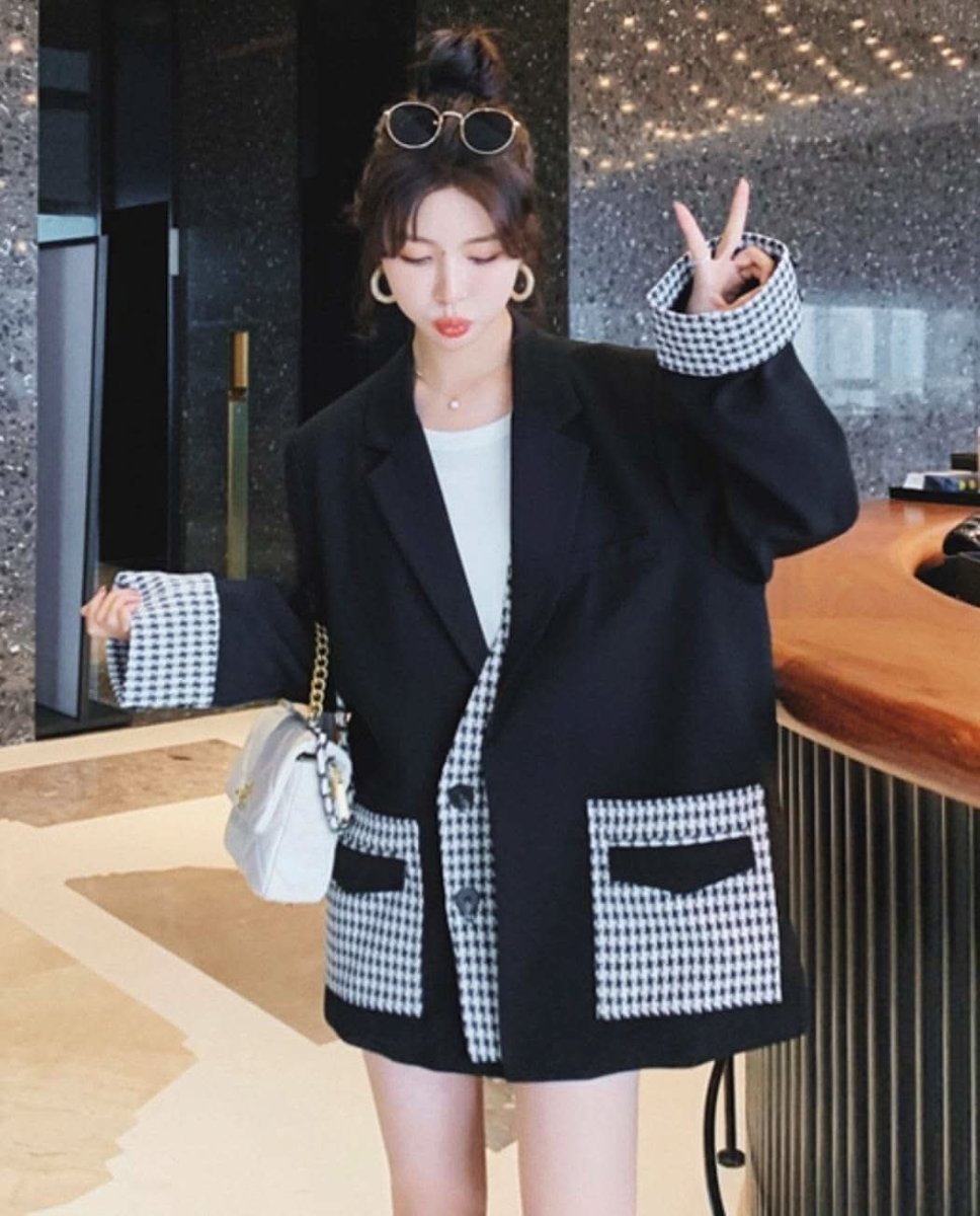 【動画あり】切り替え千鳥格子柄ルーズワイドジャケット - select store mirror me【動画あり】切り替え千鳥格子柄ルーズワイドジャケット164655618mirror meselect store mirror me164655618S