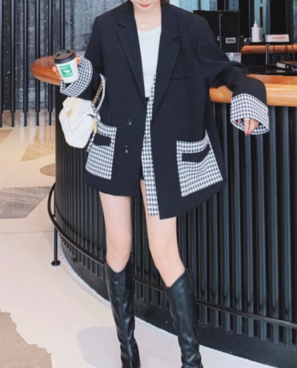 【動画あり】切り替え千鳥格子柄ルーズワイドジャケット - select store mirror me【動画あり】切り替え千鳥格子柄ルーズワイドジャケット164655618mirror meselect store mirror me164655618S