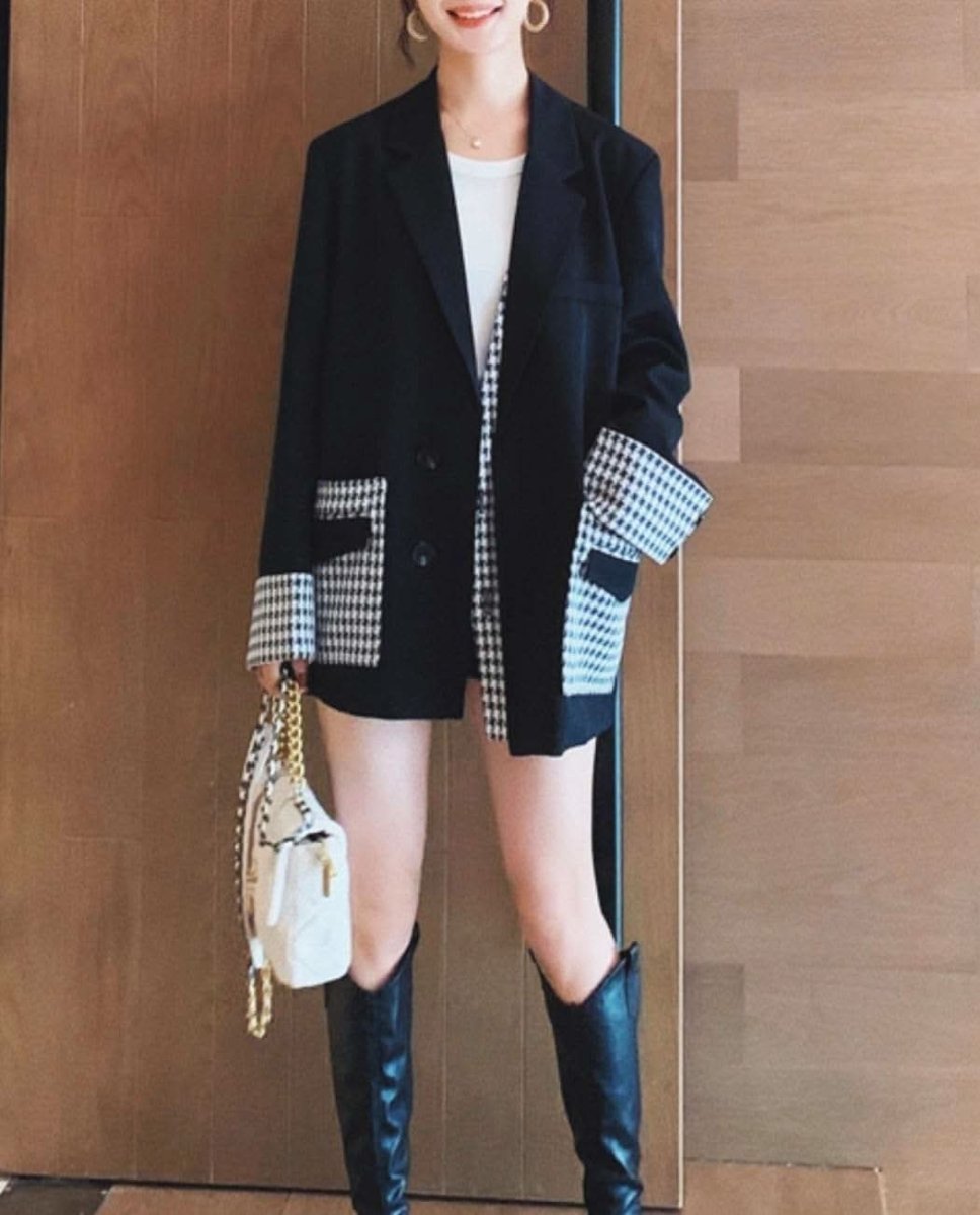 【動画あり】切り替え千鳥格子柄ルーズワイドジャケット - select store mirror me【動画あり】切り替え千鳥格子柄ルーズワイドジャケット164655618mirror meselect store mirror me164655618S