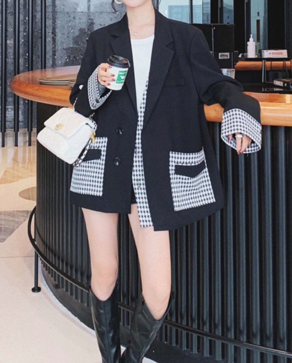 【動画あり】切り替え千鳥格子柄ルーズワイドジャケット - select store mirror me【動画あり】切り替え千鳥格子柄ルーズワイドジャケット164655618mirror meselect store mirror me164655618S