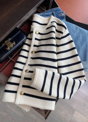 <インスタグラマー様ご愛用><大ヒット>ボーダーニットカーディガントップス mirror me