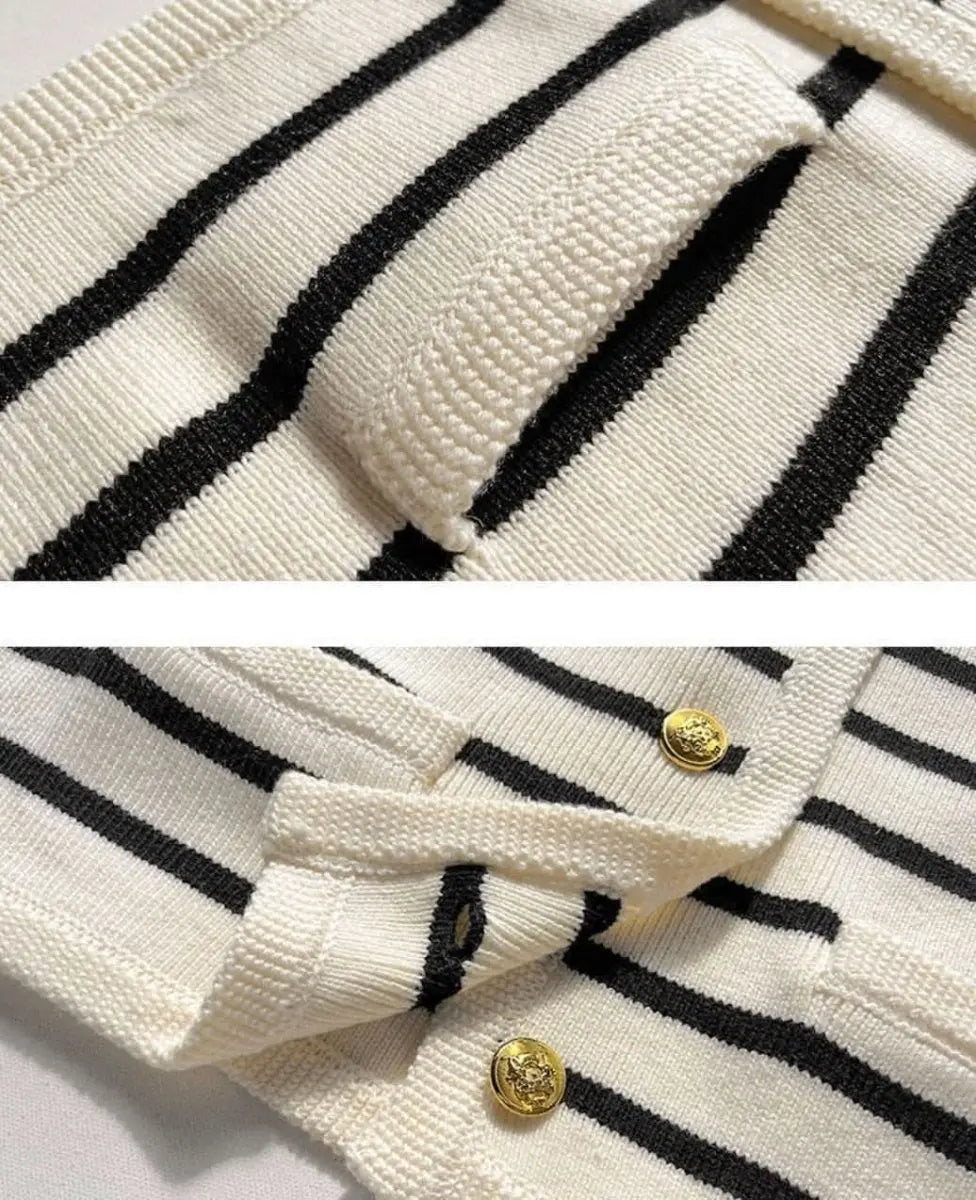 <インスタグラマー様ご愛用><大ヒット>ボーダーニットカーディガントップス mirror me