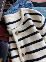 <インスタグラマー様ご愛用><大ヒット>ボーダーニットカーディガントップス mirror me