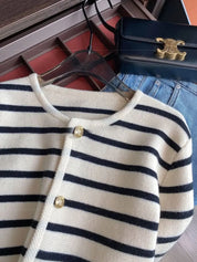 <インスタグラマー様ご愛用><大ヒット>ボーダーニットカーディガントップス mirror me