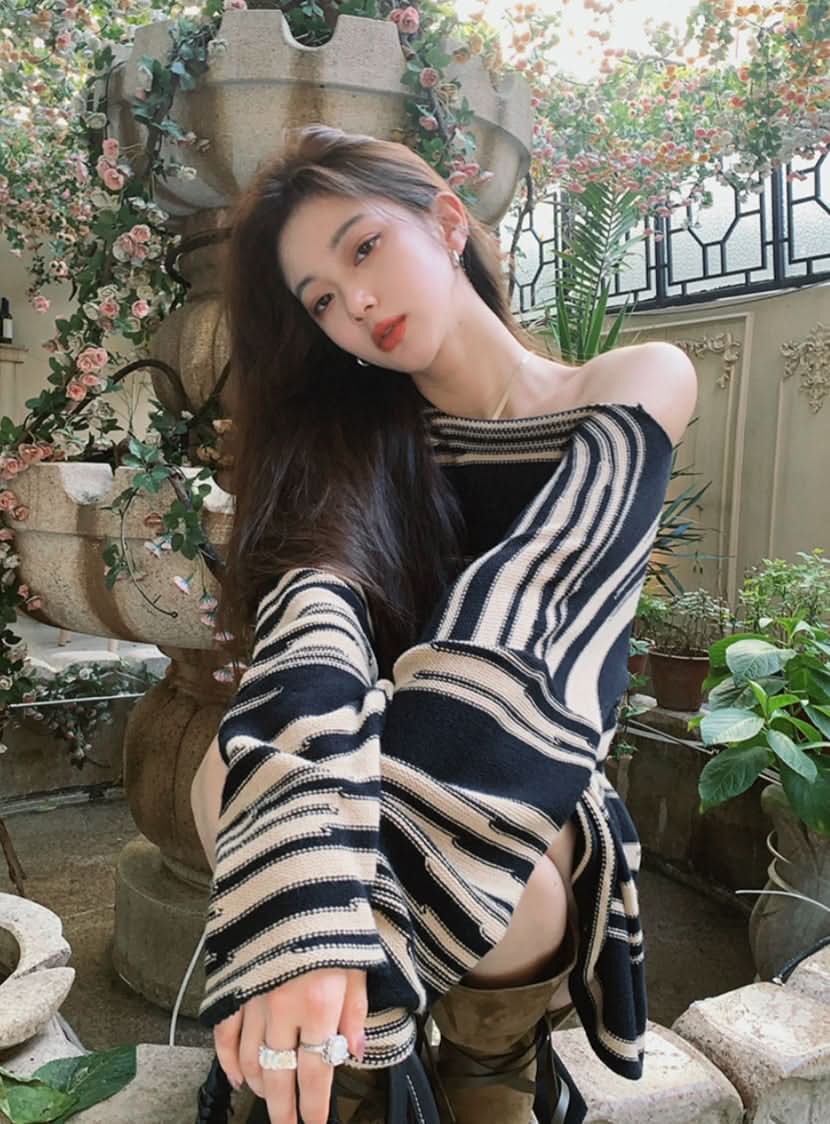 ニュアンスボーダーニットトップス - select store mirror meニュアンスボーダーニットトップス186783081mirror meselect store mirror me186783081S