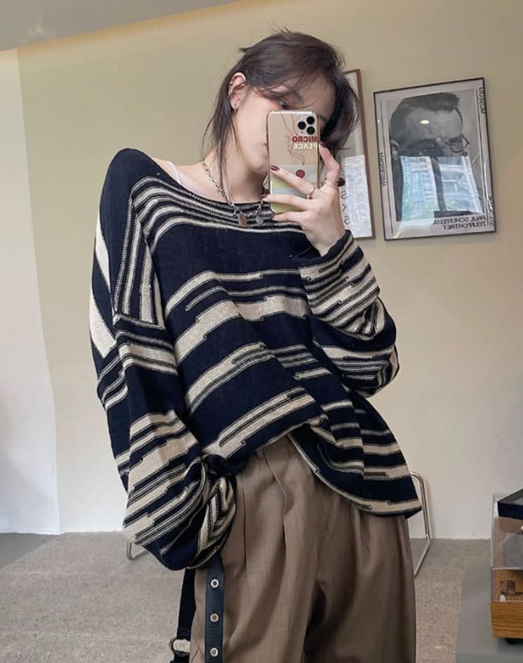 ニュアンスボーダーニットトップス - select store mirror meニュアンスボーダーニットトップス186783081mirror meselect store mirror me186783081S