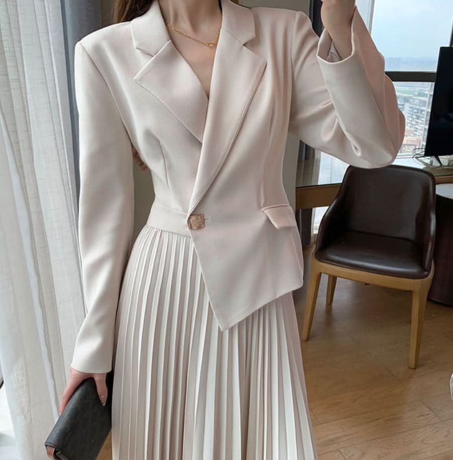 ジャケットセットアップ風プリーツワンピース - select store mirror meジャケットセットアップ風プリーツワンピース188068865mirror meselect store mirror me188068865S