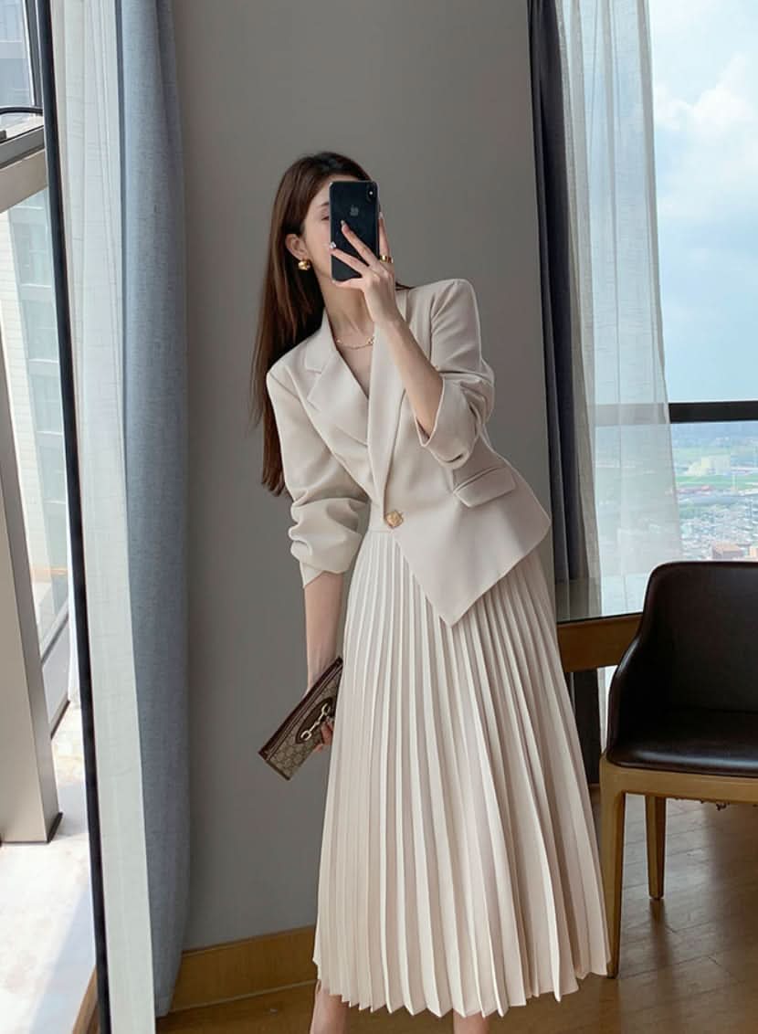 ジャケットセットアップ風プリーツワンピース - select store mirror meジャケットセットアップ風プリーツワンピース188068865mirror meselect store mirror me188068865S