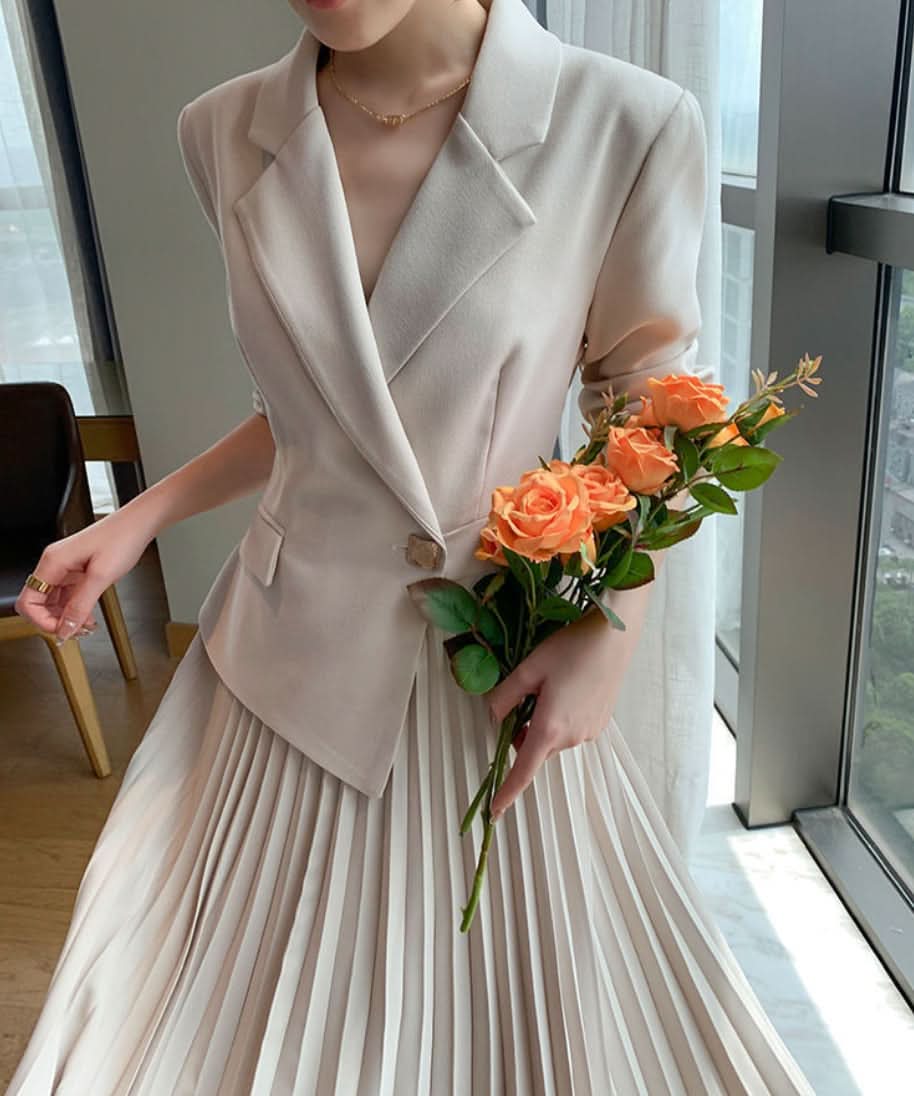 ジャケットセットアップ風プリーツワンピース - select store mirror meジャケットセットアップ風プリーツワンピース188068865mirror meselect store mirror me188068865S