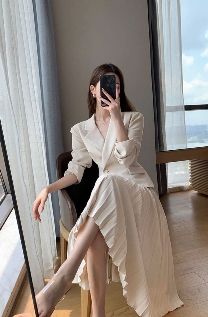 ジャケットセットアップ風プリーツワンピース - select store mirror meジャケットセットアップ風プリーツワンピース188068865mirror meselect store mirror me188068865S