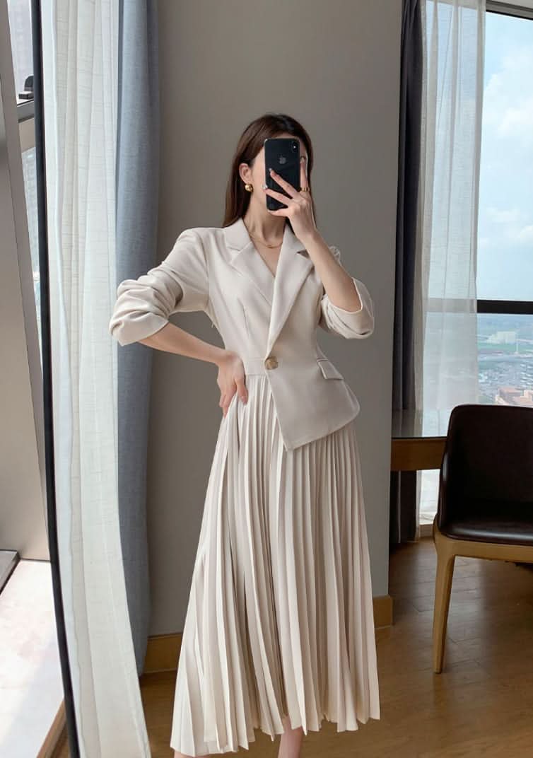 ジャケットセットアップ風プリーツワンピース - select store mirror meジャケットセットアップ風プリーツワンピース188068865mirror meselect store mirror me188068865S