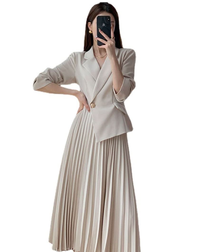 ジャケットセットアップ風プリーツワンピース - select store mirror meジャケットセットアップ風プリーツワンピース188068865mirror meselect store mirror me188068865S