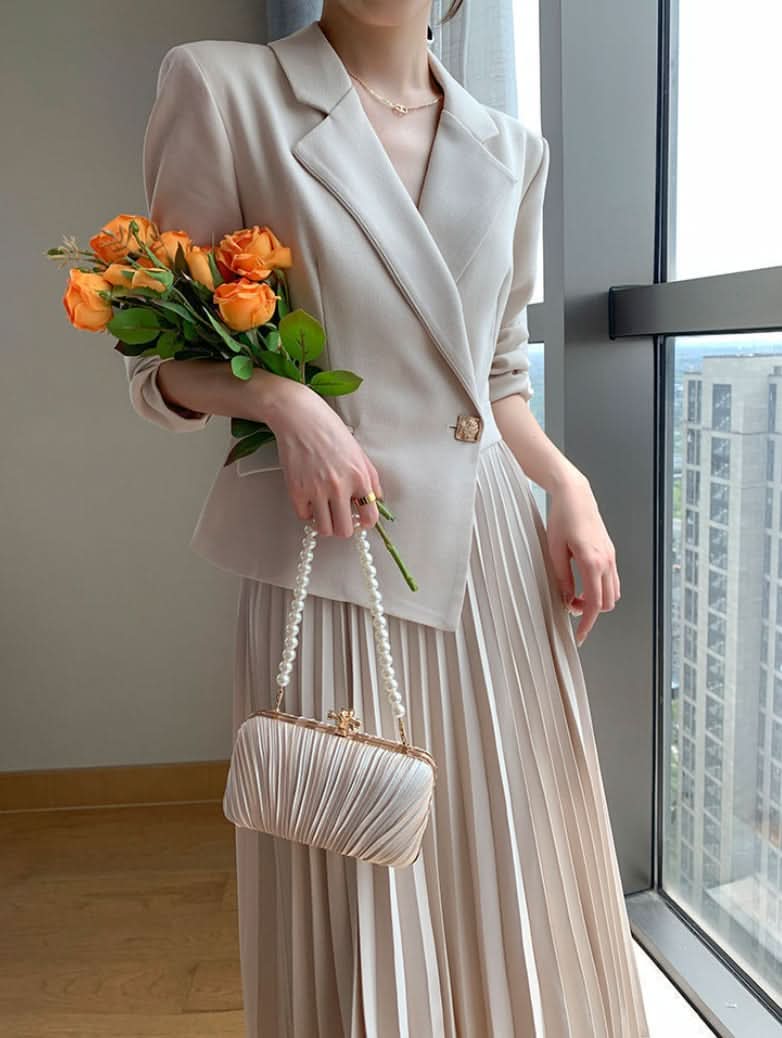 ジャケットセットアップ風プリーツワンピース - select store mirror meジャケットセットアップ風プリーツワンピース188068865mirror meselect store mirror me188068865S