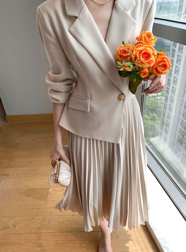 ジャケットセットアップ風プリーツワンピース - select store mirror meジャケットセットアップ風プリーツワンピース188068865mirror meselect store mirror me188068865S