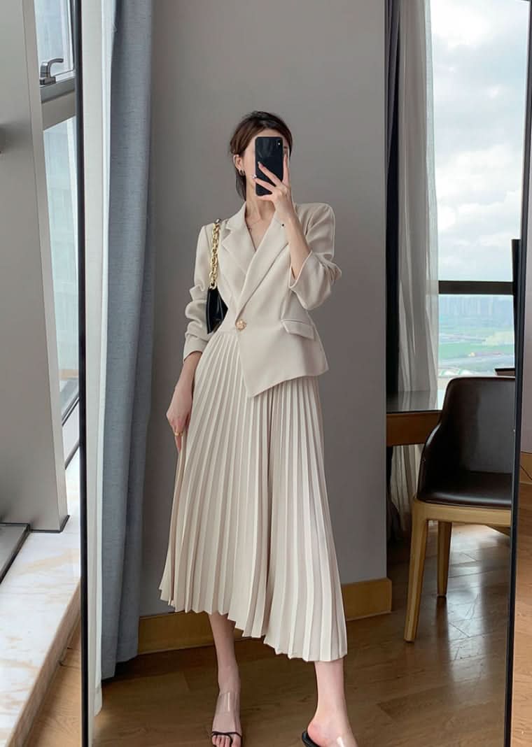 ジャケットセットアップ風プリーツワンピース - select store mirror meジャケットセットアップ風プリーツワンピース188068865mirror meselect store mirror me188068865S