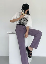 くすみパープルストレートデニムパンツ - select store mirror meくすみパープルストレートデニムパンツ188703111mirror meselect store mirror me188703111S